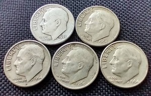(5) 90% Silver Dimes