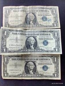 (3) 1957 Silver Certificate $1 Notes