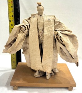 lot 5 image: Vintage Japanese Carved Wood Man in Wedding Suit Figure 