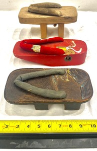 lot 16 image: 3 Pair of Vintage Japanese Geta Sandals
