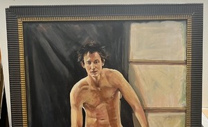 lot 57 image: ENORMOUS Oil On Canvas of Nude Male by Mpls Artist Donohue