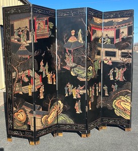 lot 34 image: WONDERFUL Mid Century Oriental 6 Panel Screen
