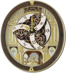 lot 50 image: Seiko Melodies in Motion Wall Clock, Golden Chandelier - CUSTOMER RETURN - RETAIL PRICE $199