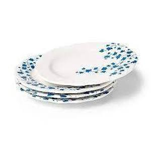 lot 8 image: TWO (2) 4pc Ivy Print Ceramic Appetizer Plate Sets - Rowing Blazers
