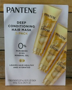 lot 18 image: Pantene Deep Conditioning Hair Mask Miracle Rescue Pro-V , 8 Fl Oz (Pack of 3)- Total 24.0 Fl oz
