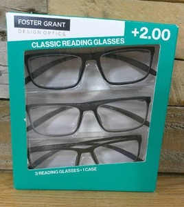 lot 81 image: Design Optics by Foster Grant Dax Plastic Rectangle Reading Glasses, 3-pack  2.00 Power