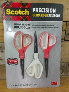 lot 118 image: 3M Scotch Precision Ultra Edge 8 Scissor, 3-count