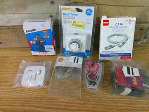 lot 164 image: Mixed Lot of Small Electronics-Ear Phones-Cat 6-String Lights-Timer