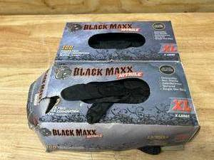 lot 83 image: BLACK MAX Lot of 2 Boxes of- Powder Free Nitrile Examination Gloves- XL