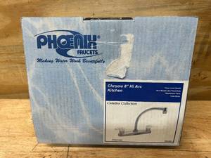 lot 99 image: VALTERRA Phoenix PF221302 Kitchen Faucet (8 Hi-Arc, 2 Lever, 14 Turn, Plastic, Chrome)