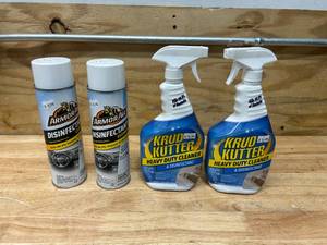lot 70 image: ARMOR ALL Lot of 2 Cans of- Disinfectant Spray with Lot of 2 Bottles of- KRUD KUTTER Heavy Duty Cleaner & Disinfectant