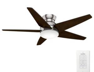 lot 125 image: CASABLANCA Isotope 52 in. Indoor Brushed Nickel Ceiling Fan with 4 Speed Wall Mount Remote