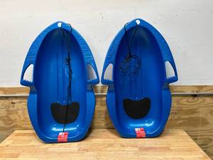 lot 135 image: PARICON FLEXIBLE FLYER Lot of 2- 39 Spitfire Lightweight Kids Downhill Snow Sleds with Tow Rope & Handles, Ages 4 And Up, Easy to Carry Up Hills, Blue