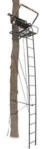 lot 138 image: Muddy Nexus XTL 20 Foot Tall Climbing Safety System 2 Person Seat Deer Hunting Ladder Tree Stand with Flip Up Shooting Rail, Black