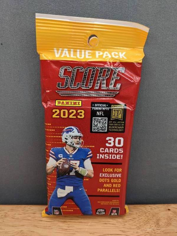 lot 26B image: 5 Brand New 2023 Panini Score NFL Football Card Packs Josh Allen I