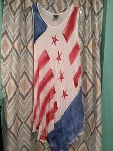 lot 489 image: Cute Red White and Blue Stars and Stripes Sleeveless Dress Free Size P