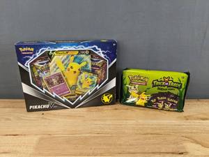 lot 25 image: Pokemon Trading Card Games Pikachu V Box and 2023 Trick or Trade BOOster Bundle  I