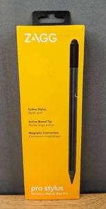 lot 46 image: Brand New ZAGG Pro Stylus with Active & Capacitive Tips, Palm Rejection, Tilt Recognition, Instant Bluetooth Pairing, Compatible with iPad Pro 1112.9 (3,4, & 5 Gen)Air 10.9iPad 10.29.7Mini 5 Y