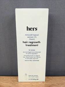 lot 34 image: Brand New Hers Minoxidil 5% Topical Foam, Hair Regrowth Treatment for Women, 2.11 fl oz O
