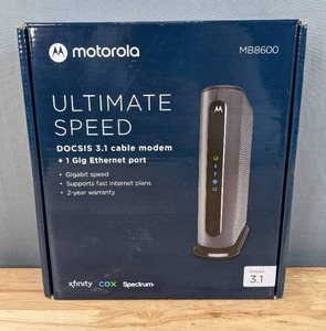 lot 35C image: Brand New Motorola MB8600 DOCSIS 3.1 Ultra-High Speed Cable Modem  Approved for Xfinity by Comcast, Spectrum, Cox  Supports Cable Plans up to 1000 Mbps Y
