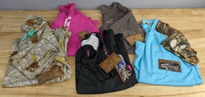 lot 106 image: NEW Lot of 5 Womens PerformanceAthletic Shirts by God & Country, Legendary, and Deer Gear  K