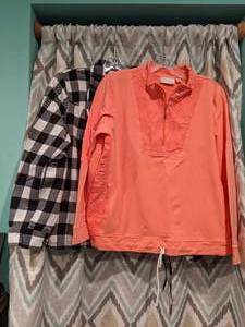 lot 413 image: Sport Savy and Christopher & Banks Pullover Tops Salmon Black & White Womens Size Large P