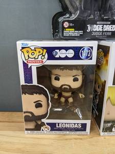 lot 28B image: Brand New Funko POP Vinyl Figures Armin Arlelt 1447, Leonidas 1473 and Judge Dredd Black & White Exquisite Mini 118 Action Figure, Judge Fear F