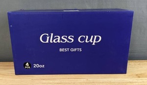 lot 146A image: Brand New 4 Piece Glass Cups with Bamboo Lids, 20 oz. F