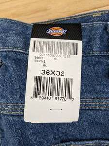 lot 86A image: New Pair of Dickies 1999 Carpenter Jeans - Rinsed Stonewashed Indigo Blue - Mens Size 32L 36W J