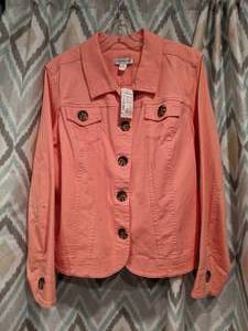 lot 432 image: New Christopher & Banks Salmon Color Jean Jacket Womens Size XL P