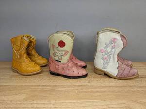 lot 138 image: (3) Girls Cowboy Boots Sizes 10, 12, and 13 K