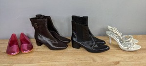 lot 151A image: (4) Pairs of Womens Size 8-8.5 Shoes - Boots, Flats, and Heels K