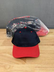lot 12A image: 12 Brand New Advantage Series Ltd. Navy Blue and Red Hats OSFM A