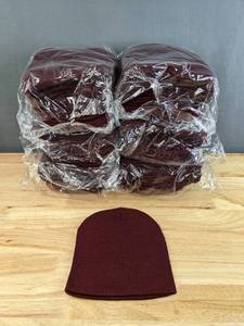 lot 78A image: 57 Brand New Advantage Series Ltd. Maroon Beanies OSFM A