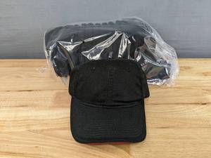 lot 58C image: 60 Brand New Advantage Series Ltd. Black and Red Hats OSFM A