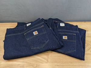 lot 73B image: 2 New Pairs of Carhartt Modern Fit Denim Jeans 54x32 J