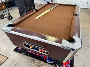 lot 20 image: Valley Panther 7 Commercial Pool Table with Cues, Balls, & Powder Rack