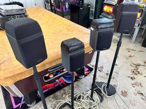 lot 33 image: Lot of Two Optimus PRO-LX5II & Two Optimus PRO-LX 5 Speakers with Stands