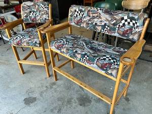 lot 54 image: Stock Car Racing Themed Bench & Chair Set