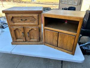 lot 56 image: Solid Wood Furniture Lot of Two