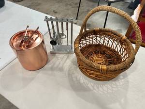 lot 69 image: Bar Utensils Set, Ice Bucket and Basket Lot