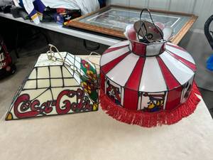 lot 73 image: Lot of Two Hanging Style PoolBar Room Lamps