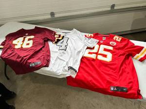 lot 92 image: Lot of Three NFL Officially Licensed Jerseys - Variety Sizes
