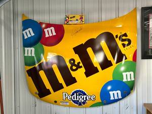 lot 16B image: Winston Cup Series #36 Ken Schrader M&Ms Autographed Hood & Limited Edition Replica Car