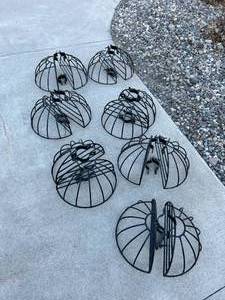 lot 134 image: Lot of Seven 18 Steel Lamp Post Planters - Clamp On