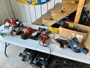 lot 136 image: Shop Tools & Vise & Chain Hoist & More Variety Lot