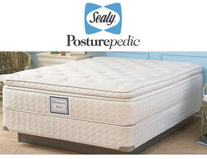 lot 4 image: Sealy Posturepedic Ocean Pearl Euro Pillowtop Queen Mattress - MSRP$ 1099.99 - No Reserve