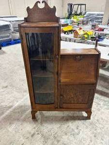 Antique Secretary Desk  Curio Cabinet 63x36x11