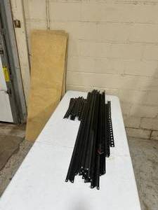 Metal frame with wood Shelving