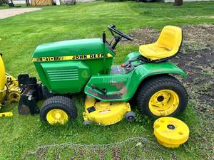 lot 1 image: John Deere 210 Lawn Tractor with Mower & Snow Blower